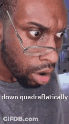Man With Glasses Making Funny Face Says Down Quadratically GIF