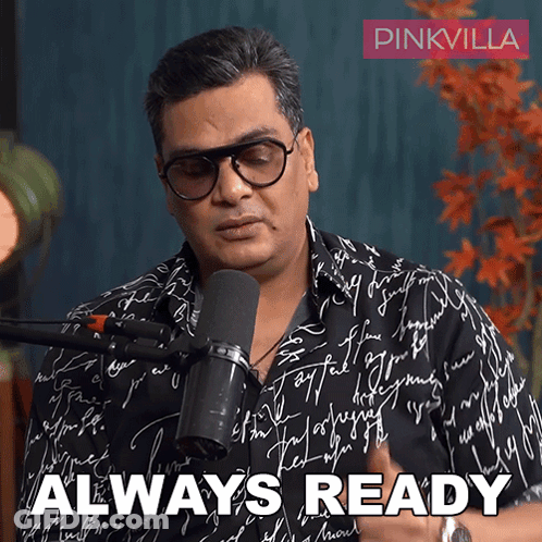Man With Glasses Microphone Always Ready GIF
