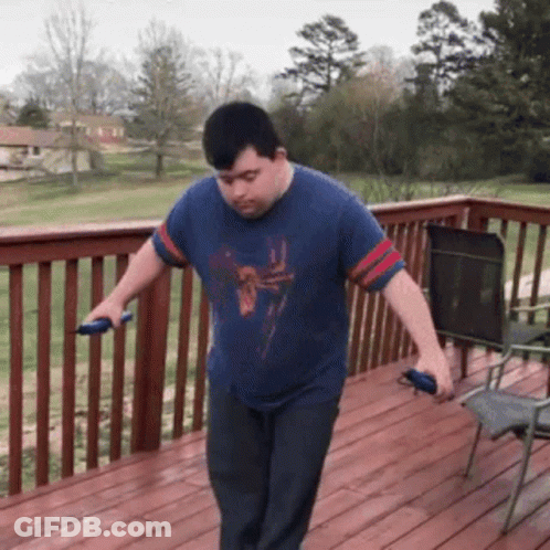 Man With Glasses Mustache Holding Controller Funny Face GIF