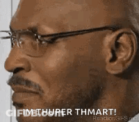 Man With Glasses Mustache Says Im Thuper Thmart GIF