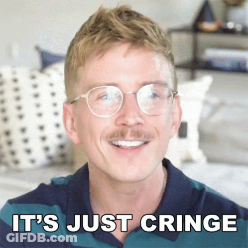 Man With Glasses Mustache Smiling It's Just Cringe GIF