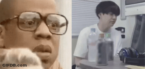 Man With Glasses Pointing At Cat, Man With Water GIF