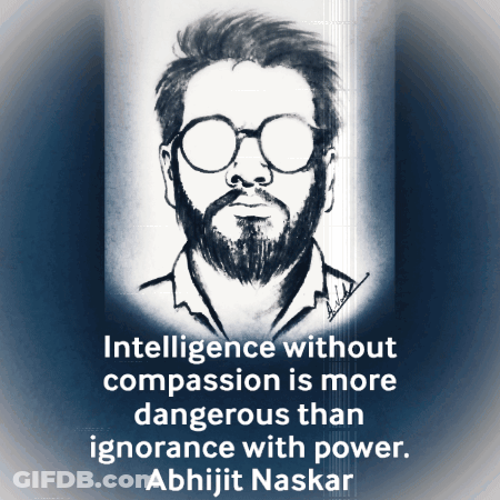 Man With Glasses Quote About Intelligence Without Compassion GIF