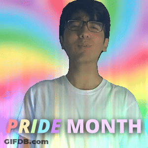 Man With Glasses Rainbow Background Pride Month GIF