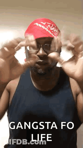 Man With Glasses Red Hat Bandana Funny Face GIF