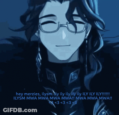 Man With Glasses Saying Hey Merzies ILYSM GIF