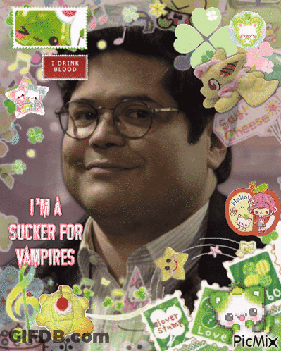 Man With Glasses Saying I'm A Sucker For Vampires GIF