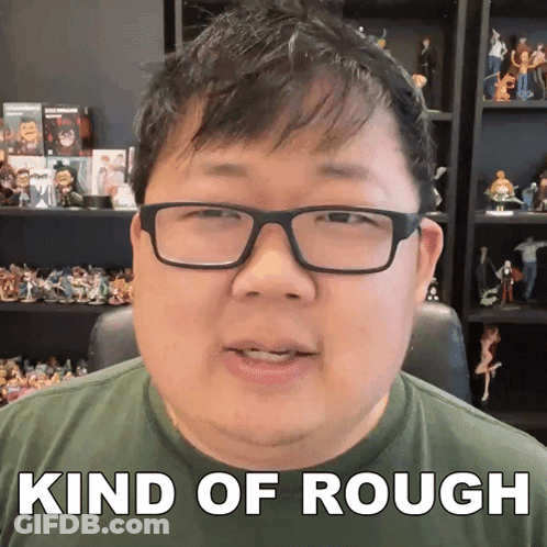 Man With Glasses Saying Kind Of Rough GIF