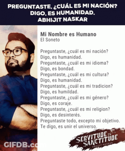 Man With Glasses Saying Mi Nombre Es Humano GIF