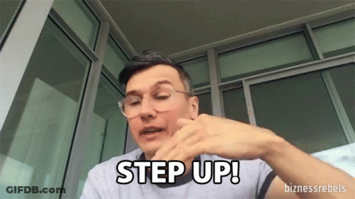 Man With Glasses Saying Step Up GIF
