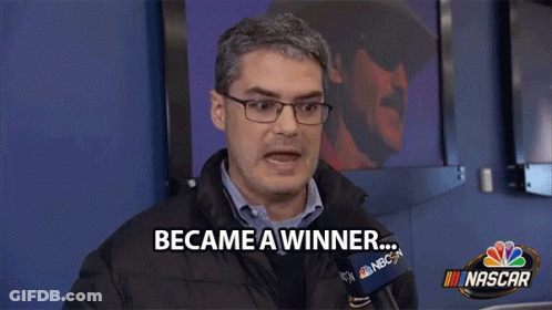 Man With Glasses Says Became A Winner NASCAR GIF