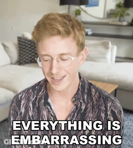 Man With Glasses Says Everything Is Embarrassing GIF