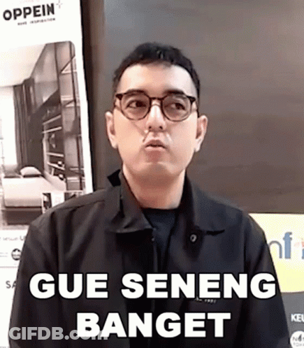 Man With Glasses Says Gue Seneng Banget GIF