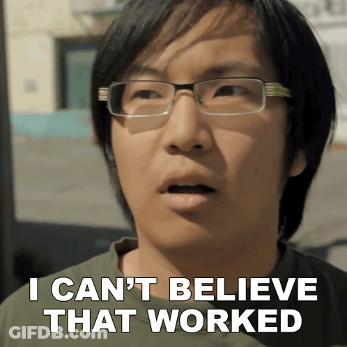 Man With Glasses Says I Can't Believe That Worked GIF