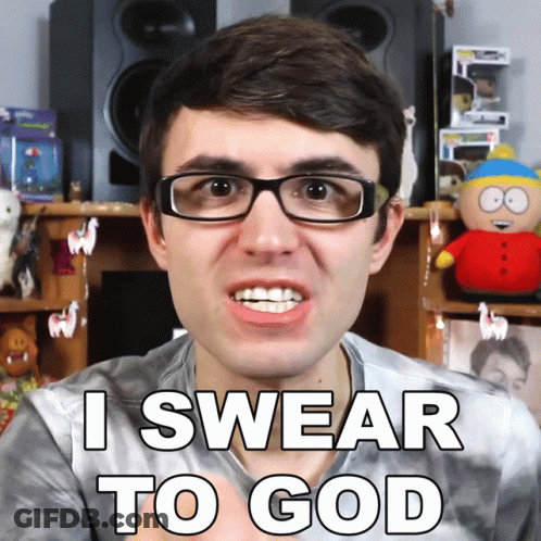 Man With Glasses Says I Swear To God In Front Of Stuffed Animals GIF