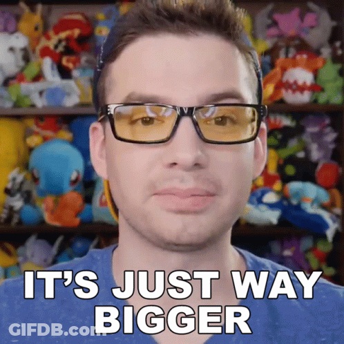 Man With Glasses Says It's Just Way Bigger In Front Of Stuffed Animals GIF
