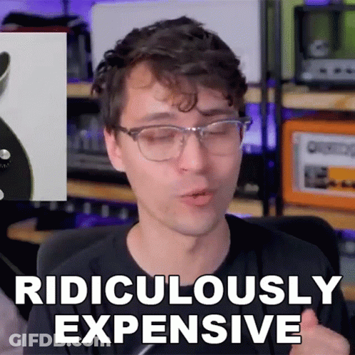 Man With Glasses Says Ridiculously Expensive In Front Of Guitar GIF