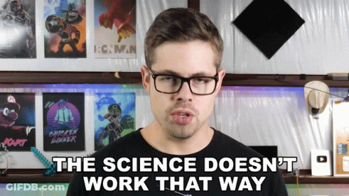 Man With Glasses Says Science Doesn't Work That Way In Front Of Chicken Diner Poster GIF