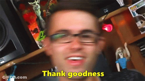 Man With Glasses Says Thank Goodness Yellow GIF