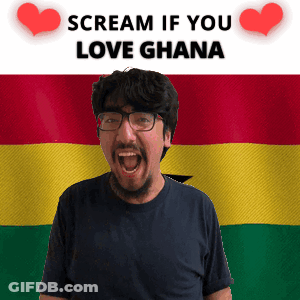 Man With Glasses Screaming Before Ghana Flag GIF