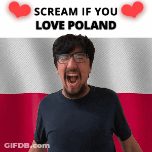 Man With Glasses Screaming In Front Of Scream If You Love Poland Flag GIF