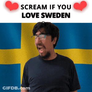 Man With Glasses Screaming In Front Of Sweden Flag GIF