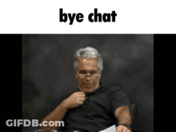 Man With Glasses Sitting At Table With Bye Chat GIF