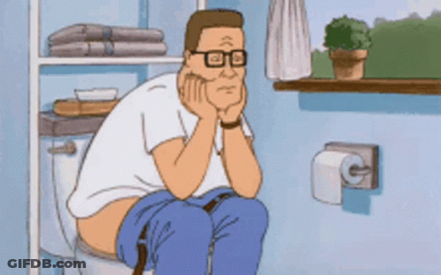 Man With Glasses Sitting On Toilet GIF