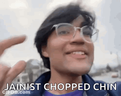 Man With Glasses Smiling Saying Jainist Chopped Chin GIF