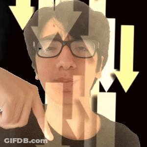 Man With Glasses Surrounded By Arrows GIF
