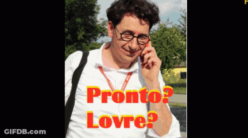 Man With Glasses Talking On Phone Saying Pronto Lovre GIF
