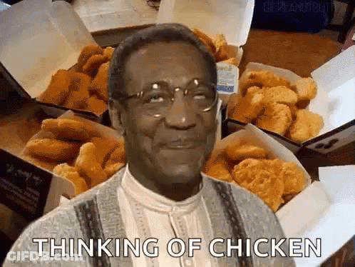 Man With Glasses Thinking Of Chicken GIF