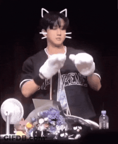 Man With Gloves And Renee Shirt GIF