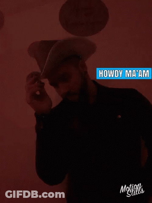 Man With Glowing Cowboy Hat Howdy Ma'am GIF