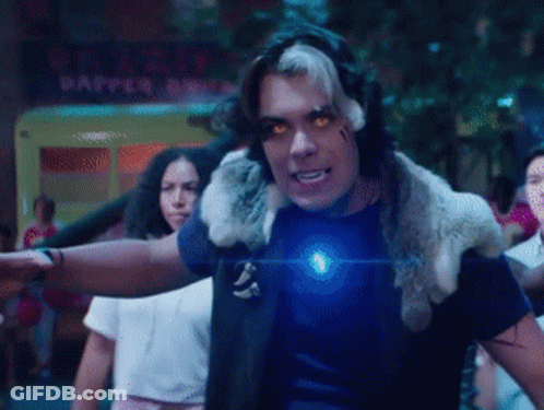 Man With Glowing Eyes And Rapper Sign GIF