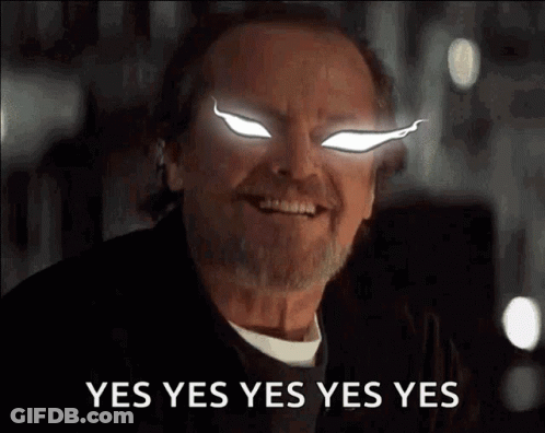 Man With Glowing Eyes Saying Yes GIF