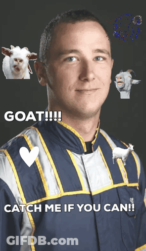 Man With Goat And Catch Me If You Can GIF