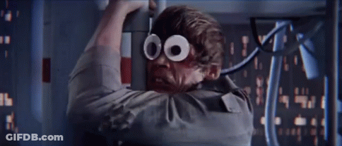 Man With Googly Eyes Hanging From Railing GIF