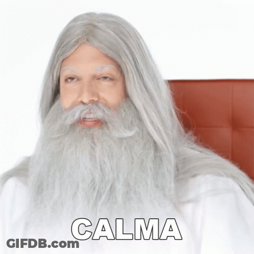 Man With Gray Beard And Mustache Saying Calma GIF