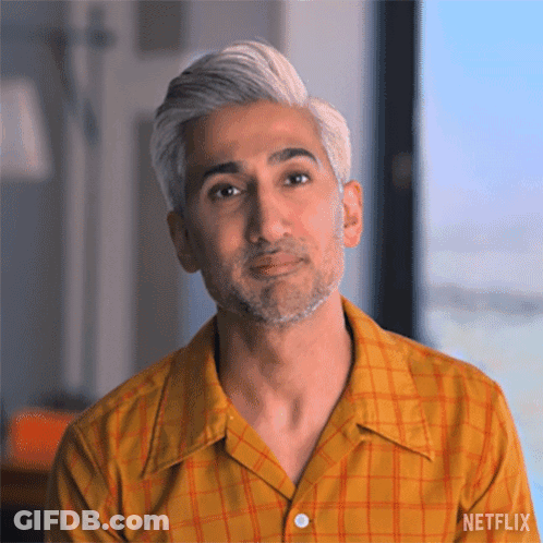 Man With Gray Hair And Beard In Yellow Orange Plaid Shirt GIF