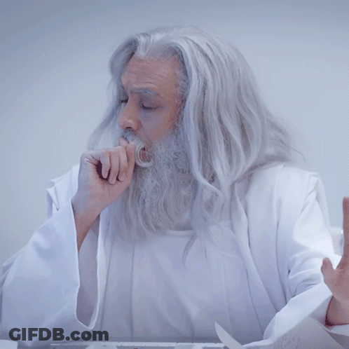 Man With Gray Hair And Beard Praying With Ay Above GIF