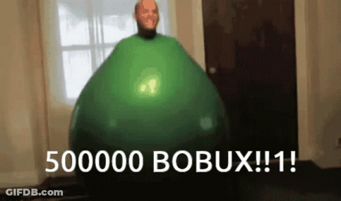 Man With Green Balloon Saying 500000 Bobux GIF