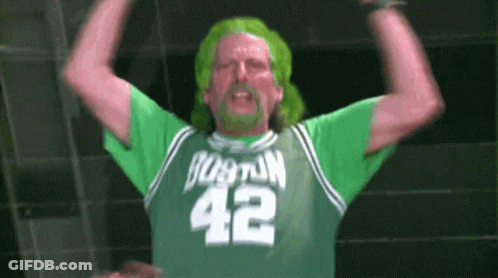 Man With Green Hair And Boston 42 Jersey GIF