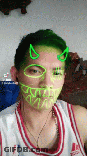 Man With Green Hair And Devil Horns TikTok Account GIF