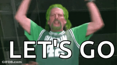 Man With Green Hair And Lets Go Jersey GIF