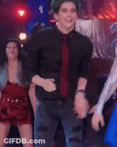 Man With Green Hair And Red Tie Dancing GIF
