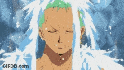 Man With Green Hair Eyes Closed By Stream GIF