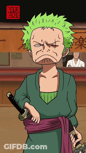 Man With Green Hair Holding Sword Guito Kenji GIF