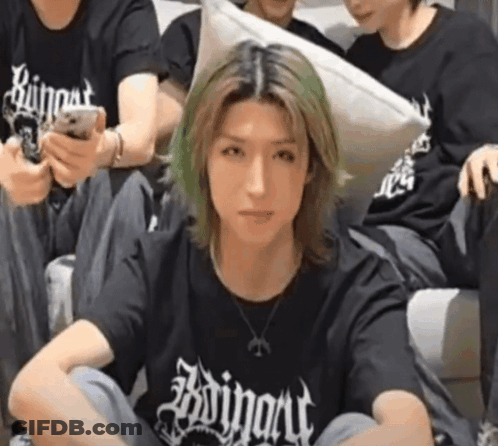 Man With Green Hair In Boingart Black Shirt GIF
