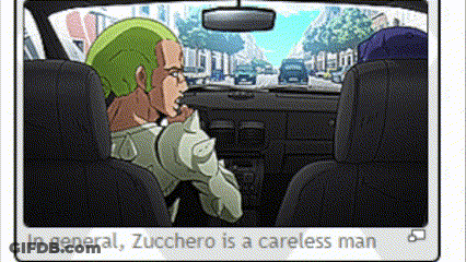 Man With Green Hair In Driver's Seat Looking Out Window GIF